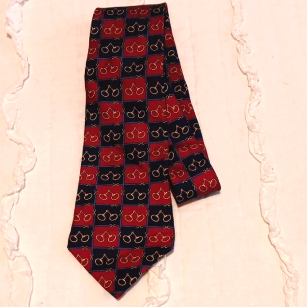 Tommy Hilfiger Red and Black Silk Tie